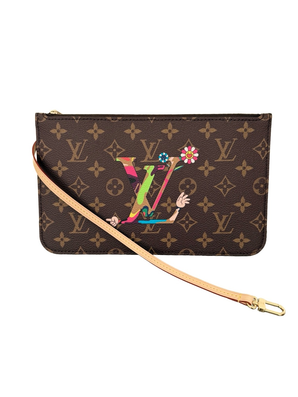 Louis Vuitton Takashi Murakami Multicolor MOCA Hands Neverfull Pochette Pouch